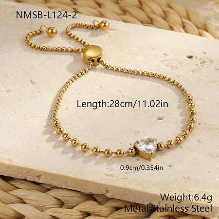 Adjustable 304 Stainless Steel Box Chain & Ball Chain Slider Bracelets WGFC0C2-05-1