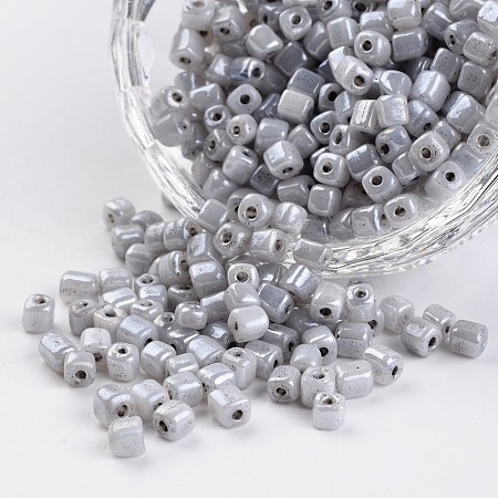 6/0 Cube Ceylon Round Hole Glass Seed Beads SEED-I002-F149-1