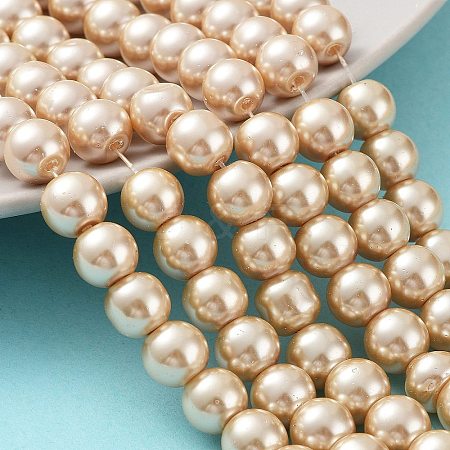 Baking Painted Pearlized Glass Pearl Round Bead Strands HY-Q330-8mm-42-1