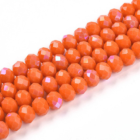 Electroplate Opaque Solid Color Glass Beads Strands EGLA-A034-P8mm-L29-1