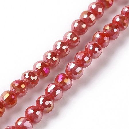 Electroplate Opaque Solid Color Glass Beads Strands GLAA-E036-11E-1