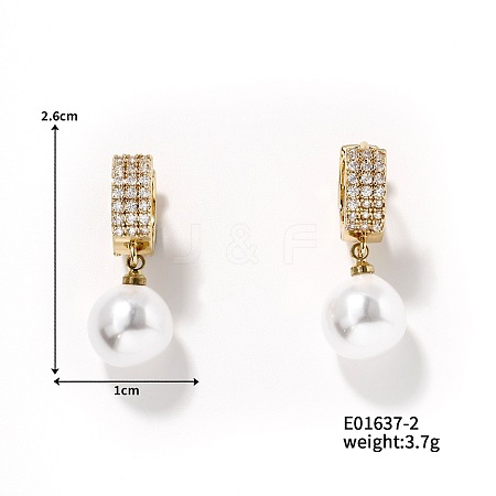 Elegant French Style Fashion Imitation Pearl Hoop Earrings for Women with Shiny Design BD2550-2-1