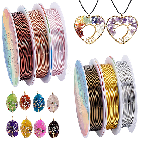 6 Rolls 6 Colors Round Copper Jewelry Wire CWIR-BBC0001-14-1