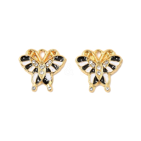 304 Stainless Steel with Crystal Rhinestone Enamel Charms STAS-G358-06G-04-1