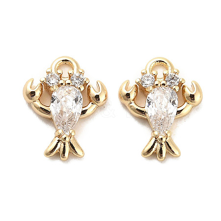 Brass Micro Pave Clear Cubic Zirconia Charms X-KK-C054-11G-1