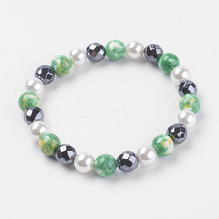Synthetic Hematite Beads Stretch Bracelets BJEW-I241-26G-1