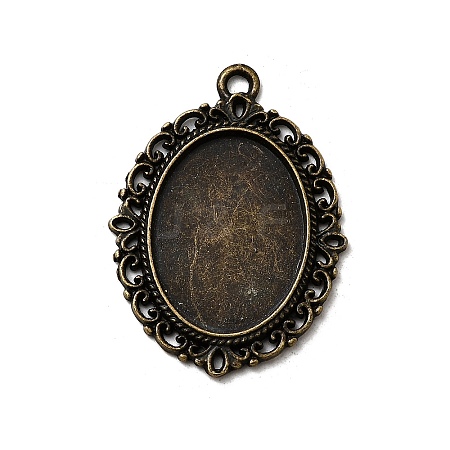 Tibetan Style Alloy Pendant Cabochon Settings X-TIBE-T003-09AB-NR-1