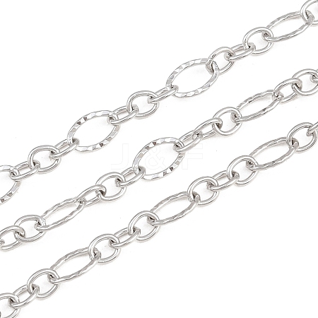 304 Stainless Steel Textured Oval Link Chains CHS-P028-12P-1
