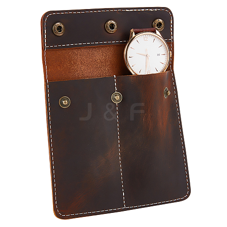 Square Portable Leather Single Watch Pouch Storage Bags ABAG-WH0047-09-1
