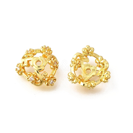 Flower Brass Bead Caps KK-V008-06G-1