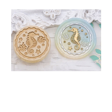 Round Golden Tone Wax Seal Brass Stamp Head PW-WG51463-04-1