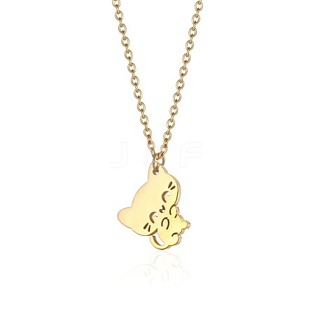 Cute Cartoon Animal 304 Stainless Steel Pendant Necklaces QV5065-1-1