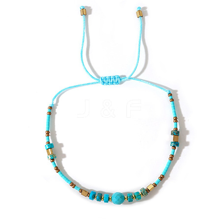 Bohemian Style Handmade  Synthetic Turquoise Gemstone Braided Bead Bracelets for Women TB3457-1