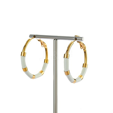 Golden 304 Stainless Steel Hoop Earrings with Enamel SQ2543-2-1