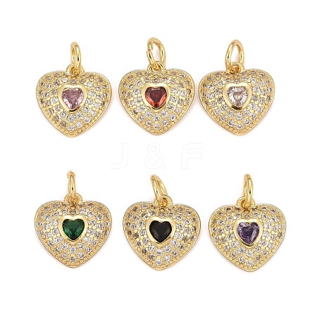 Rack Plating Brass Cubic Zirconia Charms ZIRC-C031-03G-1