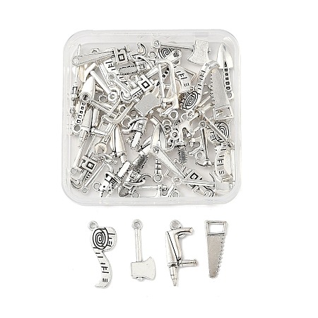 50Pcs 10 Styles Tibetan Style Alloy Pendants TIBE-FP0001-13-1