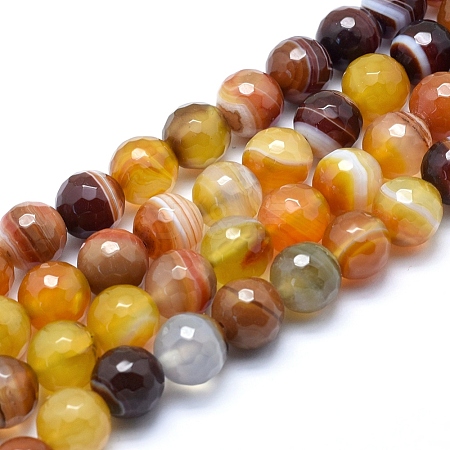 Natural Striped Agate/Banded Agate Beads G-J371-02-12mm-1