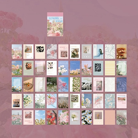 50 Sheets Cherry Blossom Series Paper Decorative Stickers Book PW-WG76693-03-1