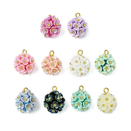 10pcs Glass Seed Beaded Flower Pendnats PALLOY-CJ00109-1