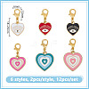 12Pcs 6 Styles Heart Alloy Enamel Pendant Decorations HJEW-DR00135-2