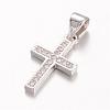 Cross Brass Micro Pave Cubic Zirconia Pendants KK-E673-027P-1