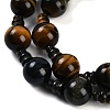 Natural Yellow Tiger Eye & Dyed Blue Tiger Eye(Dyed & Heated) 3-Hole Guru Beads Strands G-H064-E05-02A-4