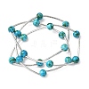 Round Synthetic Turquoise Beads Multi-strand Bracelets for Women BJEW-JB12335-02-2