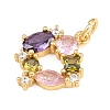 1Pc Brass Colorful Cubic Zirconia Pendants KK-YW0003-88-2