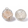 Iron Wrap-around Spiral Bead Cage Pendants IFIN-R239-14P-3