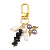 2Pcs 2 Colors Natural Obsidian & Quartz Crystal Chips Pendant Decoration HJEW-JM02400-4