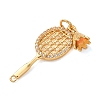 Sports Brass Micro Pave Clear Cubic Zirconia Racket with Badminton Links Connector Charms KK-K422-18G-2