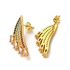 Rack Plating Brass Micro Pave Cubic Zirconia Stud Earrings EJEW-P221-11G-2