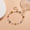 Natural Mixed Gemstone Nuggets & Glass Beaded Anklet AJEW-AN00536-5