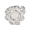 Adjustable 304 Stainless Steel Open Cuff Ring Components STAS-P403-01C-P-2