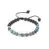 Natural Apatite & Lava Rock Braided Bead Bracelet BJEW-TA00188-04-1
