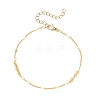 Brass Heart & Round Beaded Link Bracelets for Women BJEW-JB12188-2