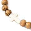 Round Wooden Beads Stretch Bracelets BJEW-JB12671-4