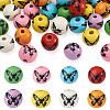 80Pcs 8 Colors Printed Natural Wood Beads WOOD-FW0001-09-1