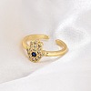 Rack Plating Brass Micro Pave Cubic Zirconia Open Cuff Finger Rings for Women RJEW-M028-98G-2