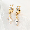 201 Stainless Steel Cross Hoop Earrings LS-XZ9263-2
