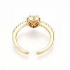 Brass Micro Pave Clear Cubic Zirconia Cuff Rings for Women KK-T074-13G-3
