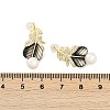 Feather Brass Clear Cubic Zirconia Stud Earrings KK-D301-12G-3