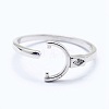 Anti-Tarnish Adjustable Rhodium Plated 925 Sterling Silver Cuff Finger Ring Components STER-I016-045P-1