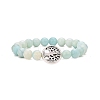 4Pcs 4 Style Natural Amazonite & Howlite & Synthetic Hematite Beaded Stretch Bracelets Set BJEW-JB09086-5