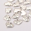 Wedding Theme Antique Silver Tone Tibetan Style Alloy Heart with Father of the Bride Rhinestone Charms TIBEP-N005-19C-2
