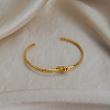 304 Stainless Steel Double-Strand Knot Open Cuff Bangles for Women BP9596-3