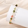 Natural Agate & Brass Beaded Bracelets for Women BJEW-JB13968-2
