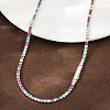 925 Sterling Silver Pave Colorful Cubic Zirconia Tennis Necklaces for Women NJEW-C096-01A-P01-2