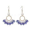 Glass Braided Beads Dangle Earrings EJEW-MZ00747-03-3