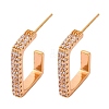 Rectangle Brass Micro Pave Clear Cubic Zirconia Stud Earrings EJEW-K300-30G-4